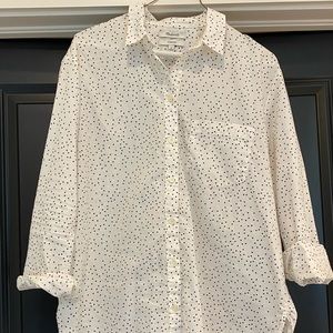 Madewell Navy Dot Oversized Button Up